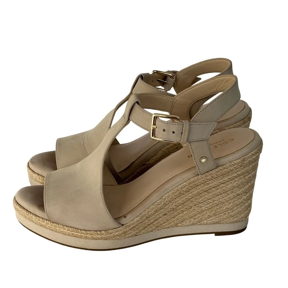 Cole Haan Beige Espadrille Wedge Sandals